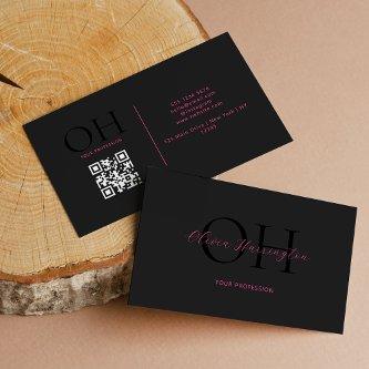 Modern Black and Pink Script QR Code