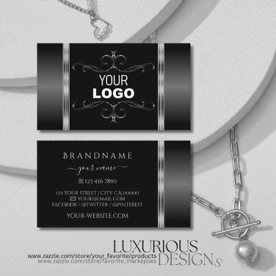 Modern Black and Silver Ornate Ornaments with Logo