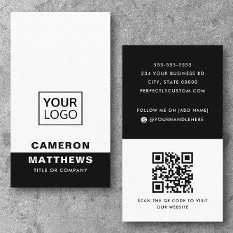 Modern black and white add logo social media icons