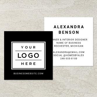 Modern Black and White Custom Business Logo Square