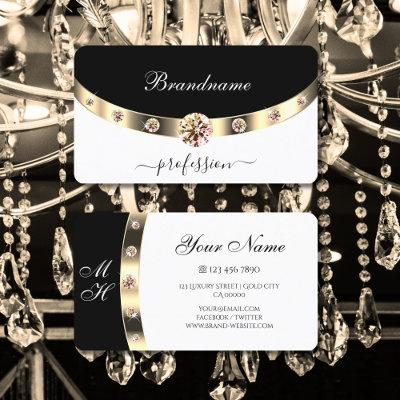Modern Black and White Gold Sparkling Rhinestones