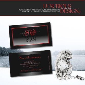 Modern Black and White Gradient Red Frame Initials