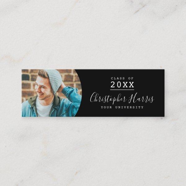 Modern black and white graduation photo class of c calling card