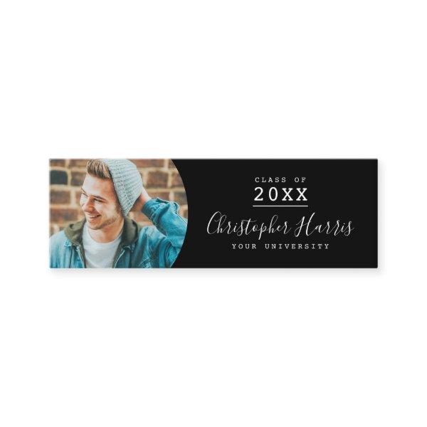 Modern black and white graduation photo class of c calling card