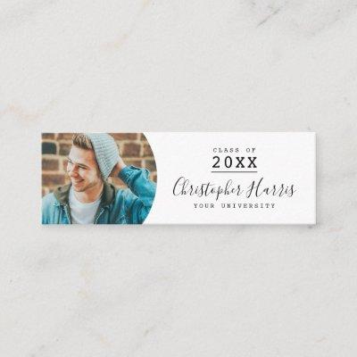Modern black and white graduation photo class of c calling card