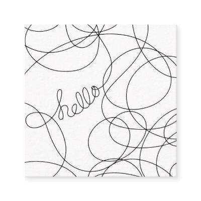 Modern black and white hello script typography square