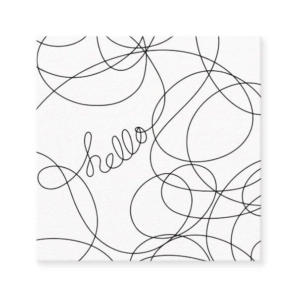 Modern black and white hello script typography square