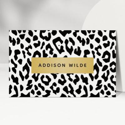 Modern Black And White Leopard Cheetah Print Gold