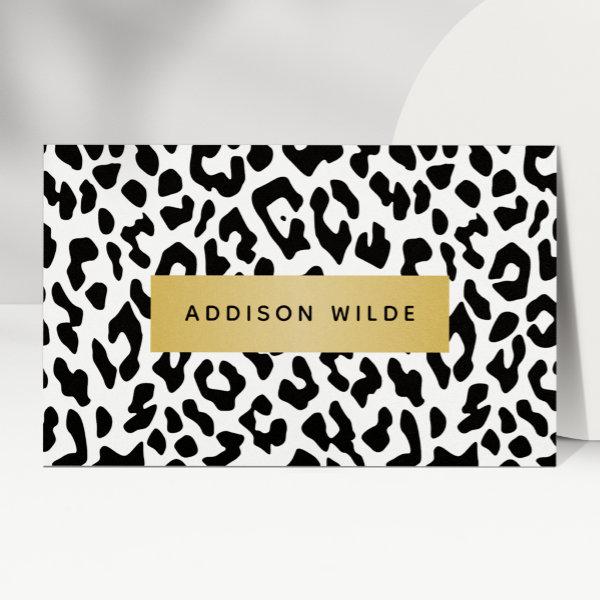 Modern Black And White Leopard Cheetah Print Gold