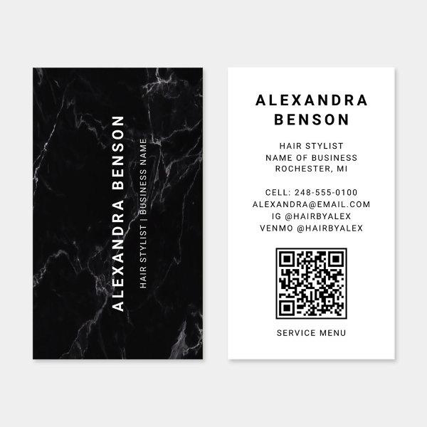 Modern Black and White Marble QR Code