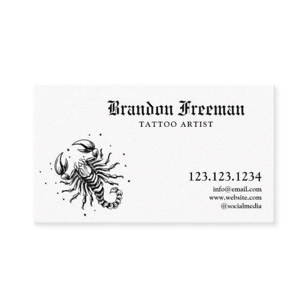 Modern Black and White Scorpion Tattoo Artist