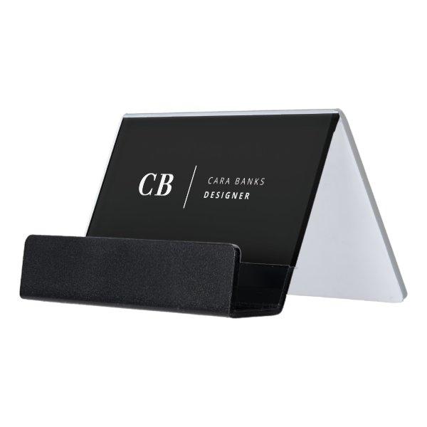 Modern Black and White Trendy Stylish Monogram Desk  Holder