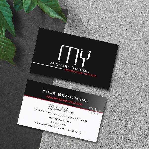 Modern Black and White with Monogram Professional