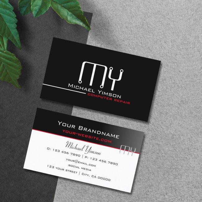 Modern Black and White with Monogram Professional