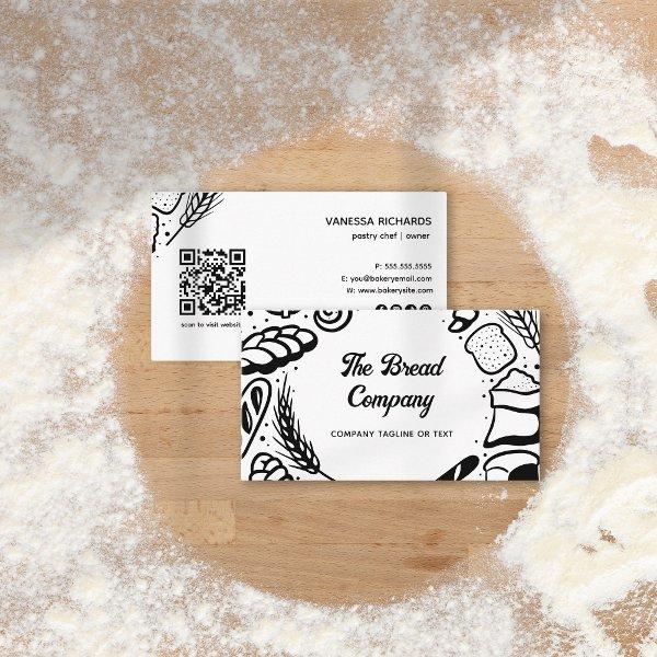 Modern Black Baked Goods Border QR Code Bakery