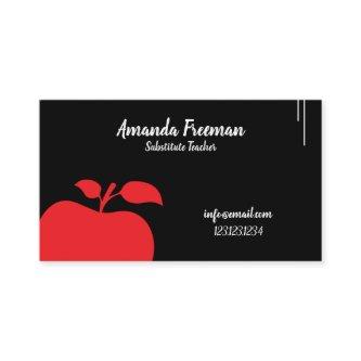 Modern Black Chalkboard Apple Substitute Teacher