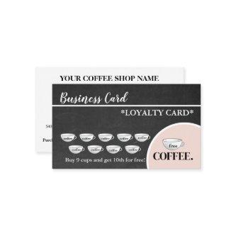 Modern Black Chalkboard Coffee Cups Loyalty Card