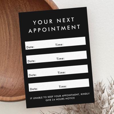 Modern black custom logo vertical appointment card