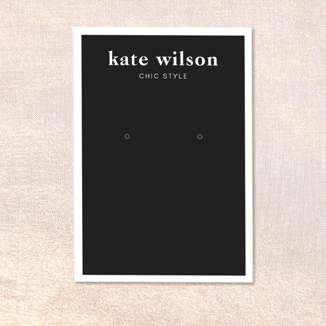 Modern Black Earring Display Card