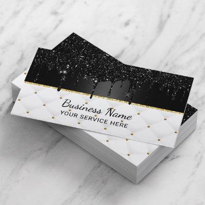 Modern Black Galaxy Glitter Drips Luxury Salon Spa