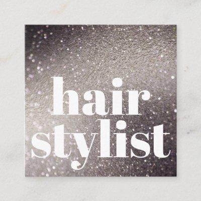 Modern Black Glitter Iridescent Hair Stylist Square
