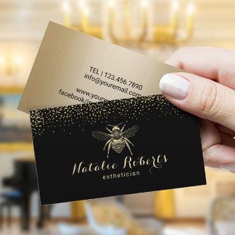Modern Black & Gold Beauty Salon Bee Logo