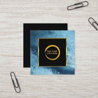 Modern black gold blue ice simple logo square