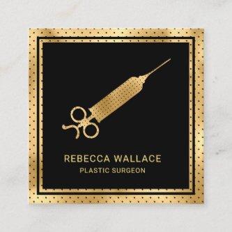 Modern Black Gold Syringe Plastic Surgeon Doctor Square