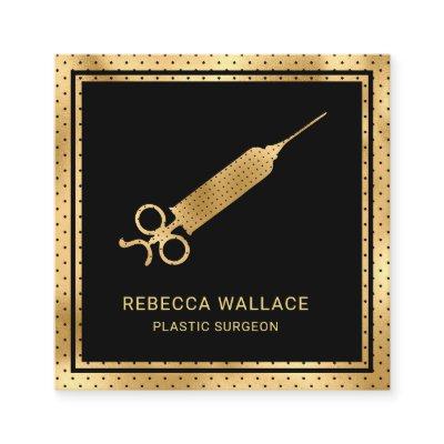 Modern Black Gold Syringe Plastic Surgeon Doctor Square