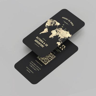 Modern Black Gold World Map Travel Planner