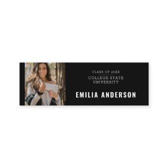 Modern Black Graduation Photo Calling Card