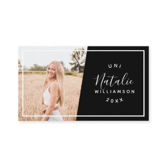 Modern black graduation photo insert name cards