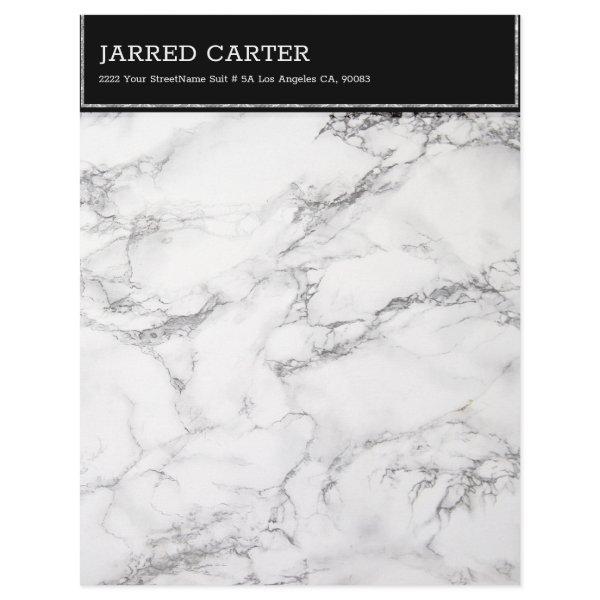 Modern Black & Gray Marble Letterhead