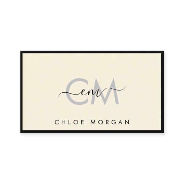 Modern black ivory script signature monogram