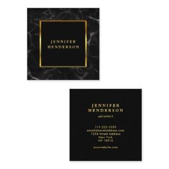 Modern black marble gold professional square