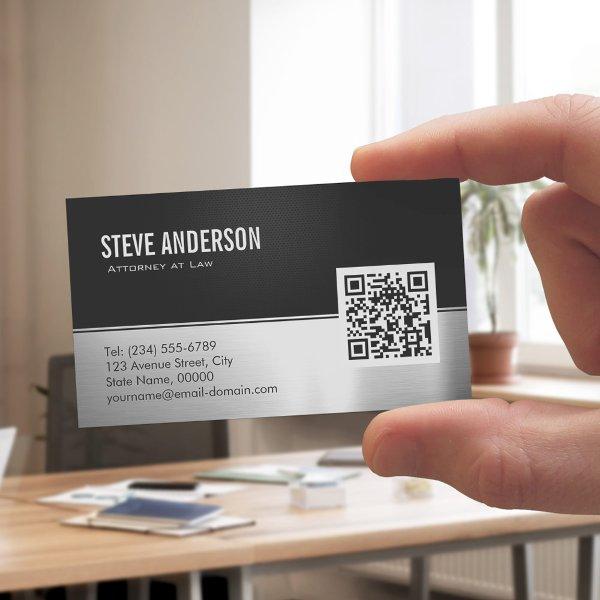 Modern Black Metal Silver Look - QR Code