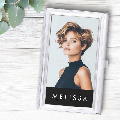 Modern black minimalist custom photo  case