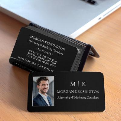 Modern Black Monogram or Add Logo Photo