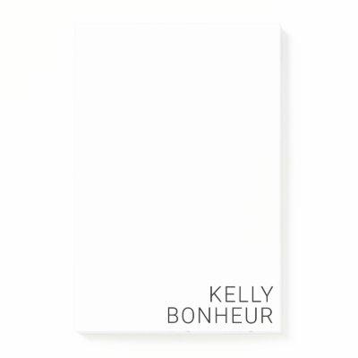 Modern Black Name on White Post-it Notes