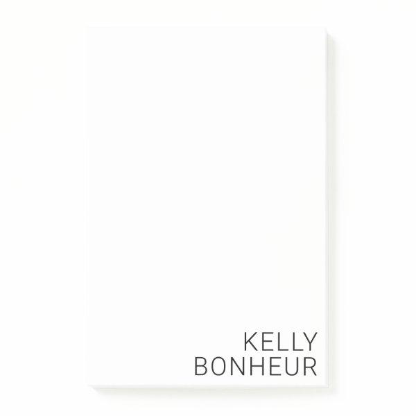 Modern Black Name on White Post-it Notes