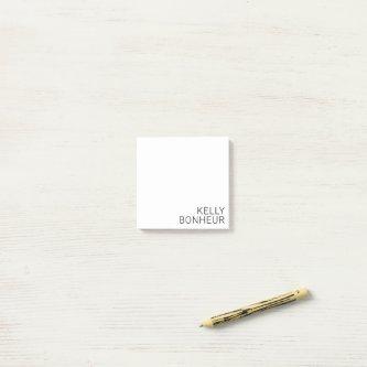 Modern Black Name on White Post-it Notes