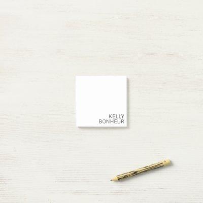 Modern Black Name on White Post-it Notes