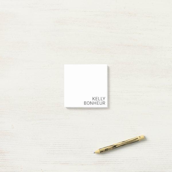 Modern Black Name on White Post-it Notes