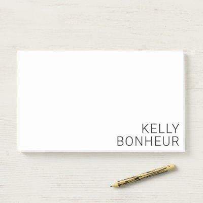 Modern Black Name on White Post-it Notes