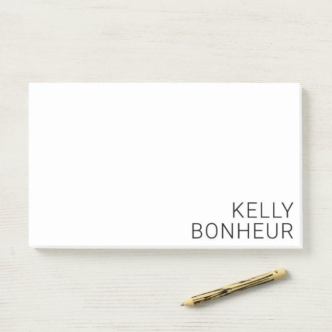 Modern Black Name on White Post-it Notes