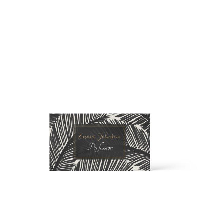 Modern Black Palm Leaf Tropical Pattern