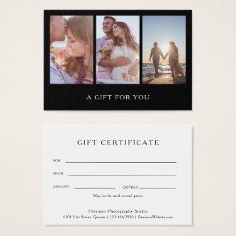 Modern Black Photo Photography Gift Certificate