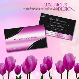 Modern Black Pink Curved Decor Lines Shimmering