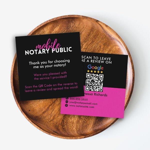 Modern Black & Pink Google Review QR Code Notary  Square