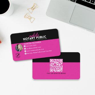 Modern Black Pink Notary Signing business QR Code